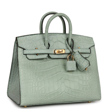 Hermès Birkin Sellier 20 Vert D'eau Matte Alligator Gold Hardware