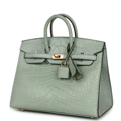 Hermès Birkin Sellier 20 Vert D'eau Matte Alligator Gold Hardware