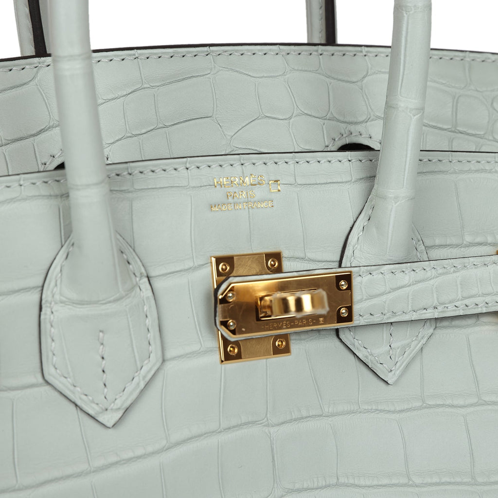 Hermes Birkin 25 Gris Neve Matte Alligator Gold Hardware