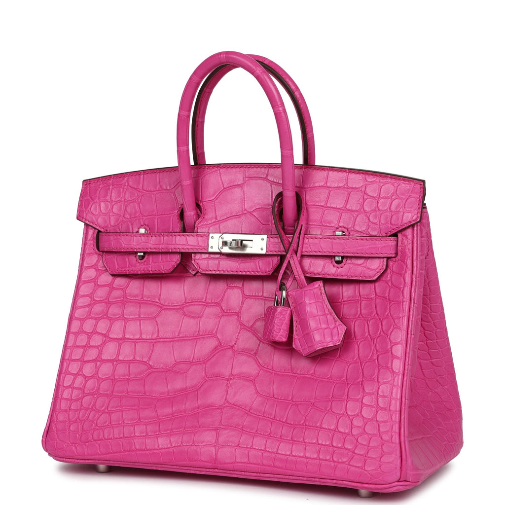 Hermès Birkin 25 Rose Shocking Matte Alligator Palladium Hardware