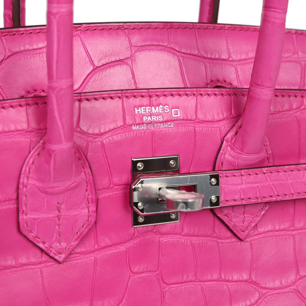 Hermès Birkin 25 Rose Shocking Matte Alligator Palladium Hardware