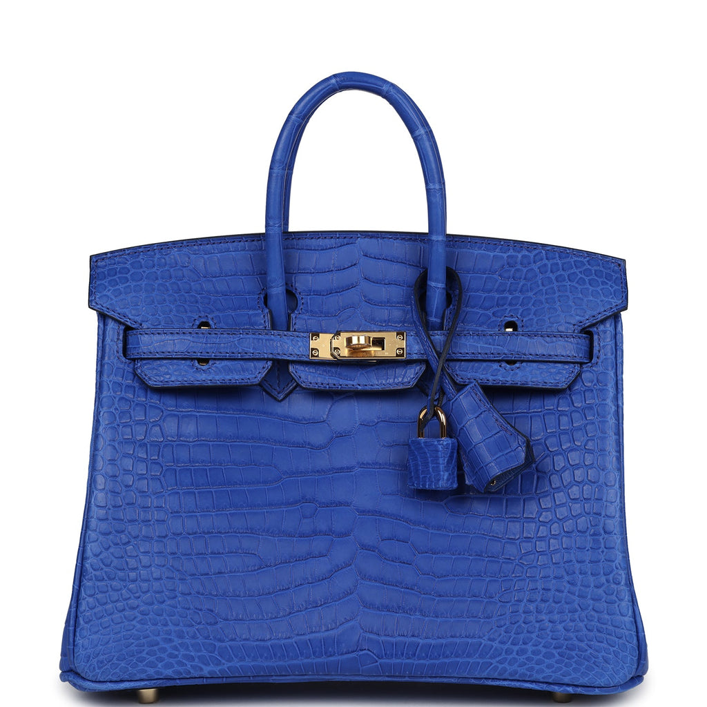 Hermès Birkin 25 Bleu Royal Matte Porosus Crocodile Gold Hardware 0