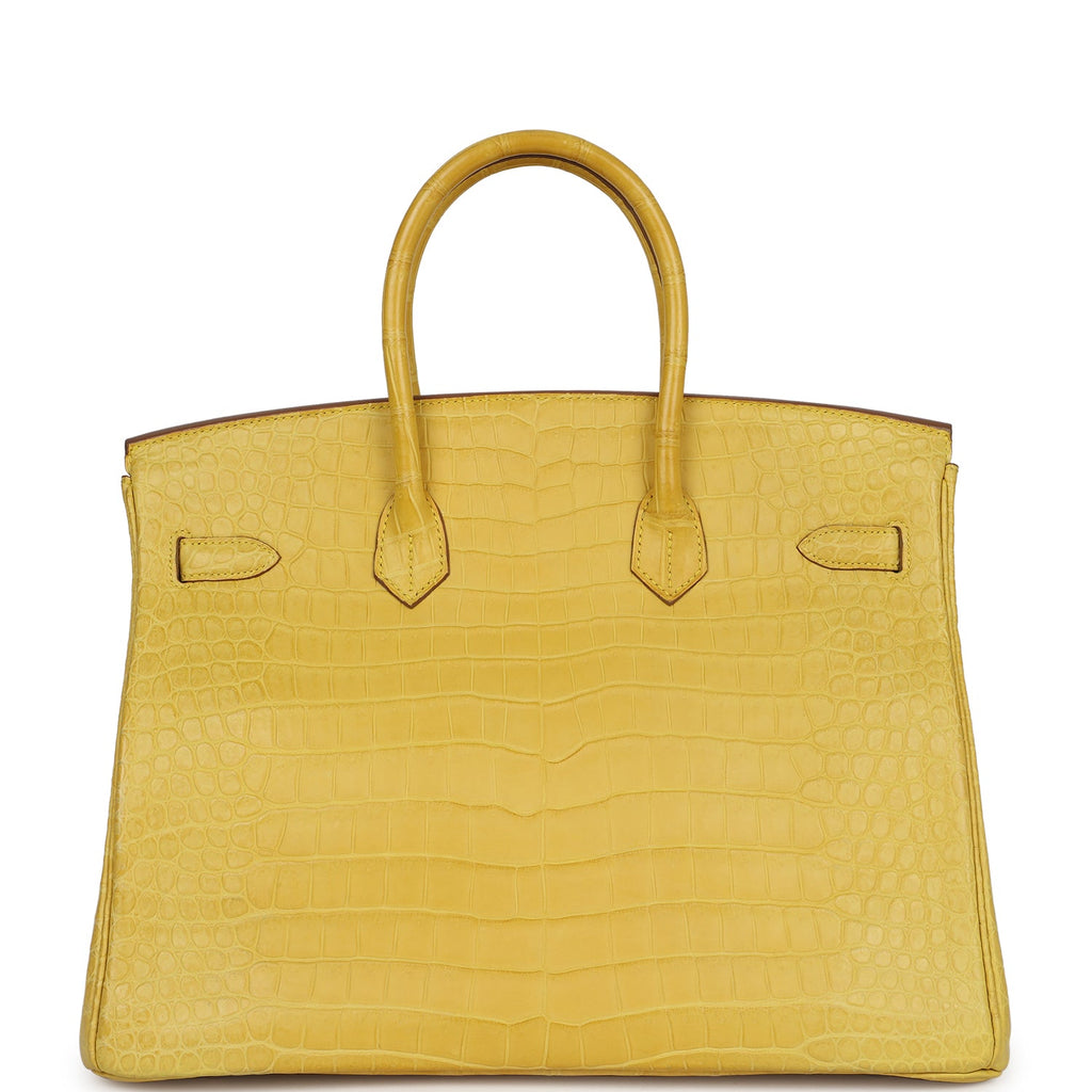 Hermes Birkin 35 Mimosa Matte Porosus Crocodile Gold Hardware