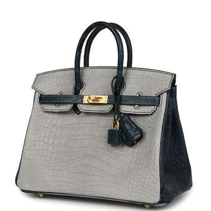 Hermes Special Order (HSS) Birkin 25 Gris Perle and Vert Rousseau Matt