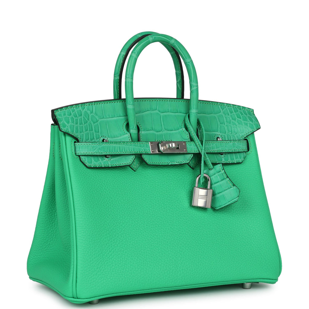 Hermes Birkin 25 Vert Comics Togo and Matte Alligator Touch Palladium Hardware