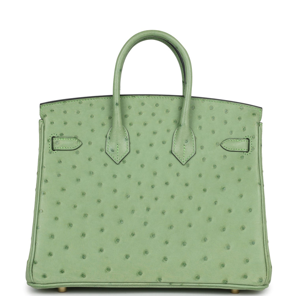 Hermes Birkin 25 Vert Criquet Ostrich Gold Hardware