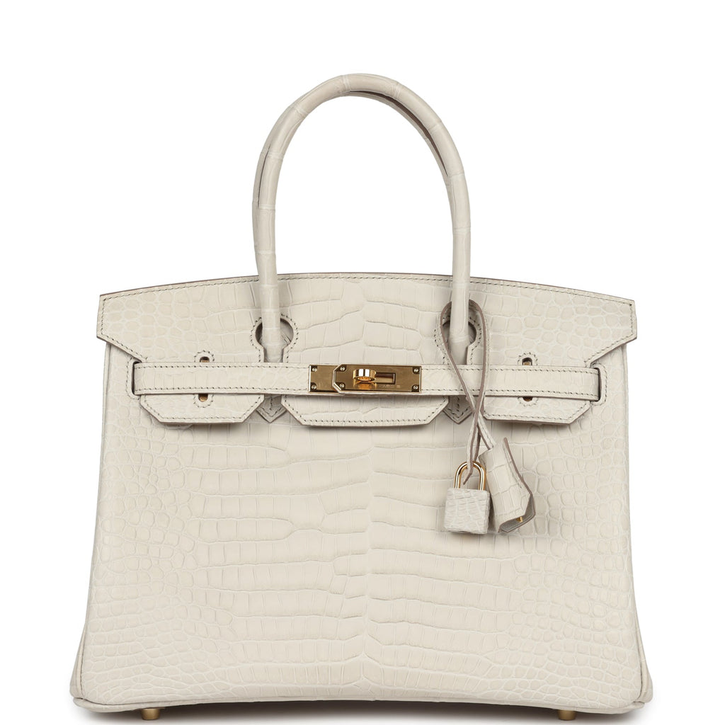 Hermès Birkin 30 Beton Matte Porosus Crocodile Gold Hardware