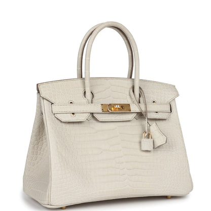 Hermès Birkin 30 Beton Matte Porosus Crocodile Gold Hardware