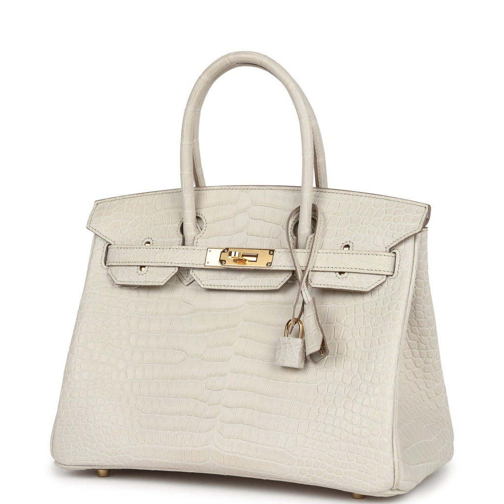 Hermès Birkin 30 Beton Matte Porosus Crocodile Gold Hardware