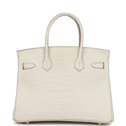 Hermès Birkin 30 Beton Matte Porosus Crocodile Gold Hardware