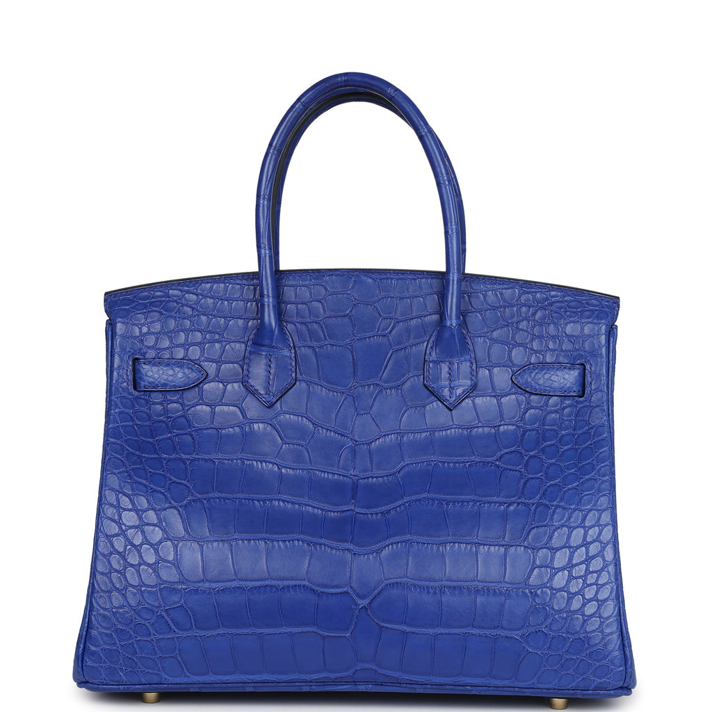 Hermès Birkin 30 Bleu Electric Matte Alligator Gold Hardware0