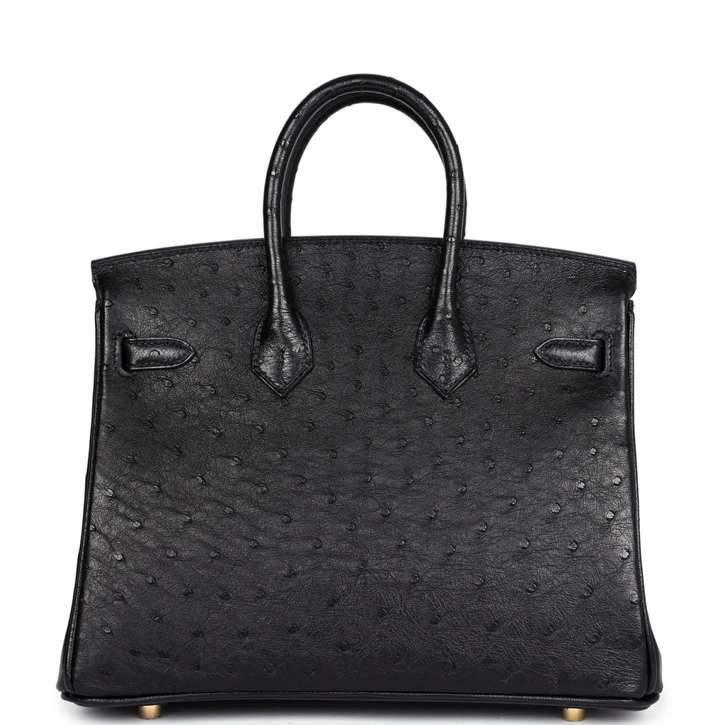 Hermes Birkin 25 Black Ostrich Gold Hardware