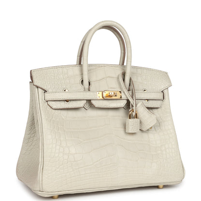 Hermès Birkin 25 Beton Matte Alligator Gold Hardware