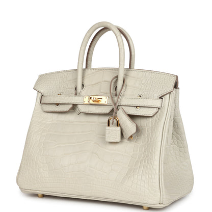 Hermès Birkin 25 Beton Matte Alligator Gold Hardware