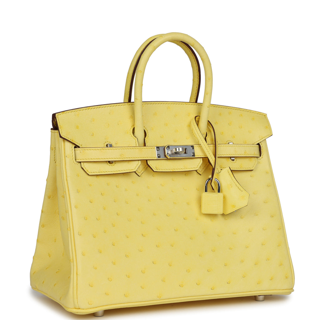 Hermes Birkin 25 Jaune Citron Ostrich Palladium Hardware