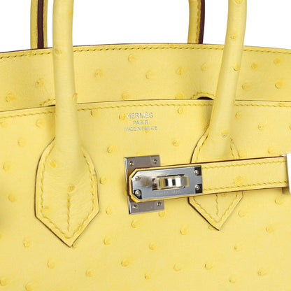 Hermes Birkin 25 Jaune Citron Ostrich Palladium Hardware