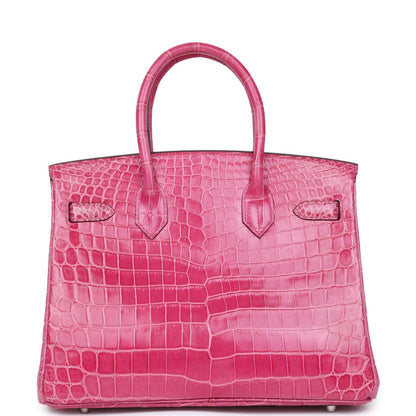 Pre-owned Hermes Birkin 30 Fuschia Shiny Niloticus Crocodile Palladium Hardware