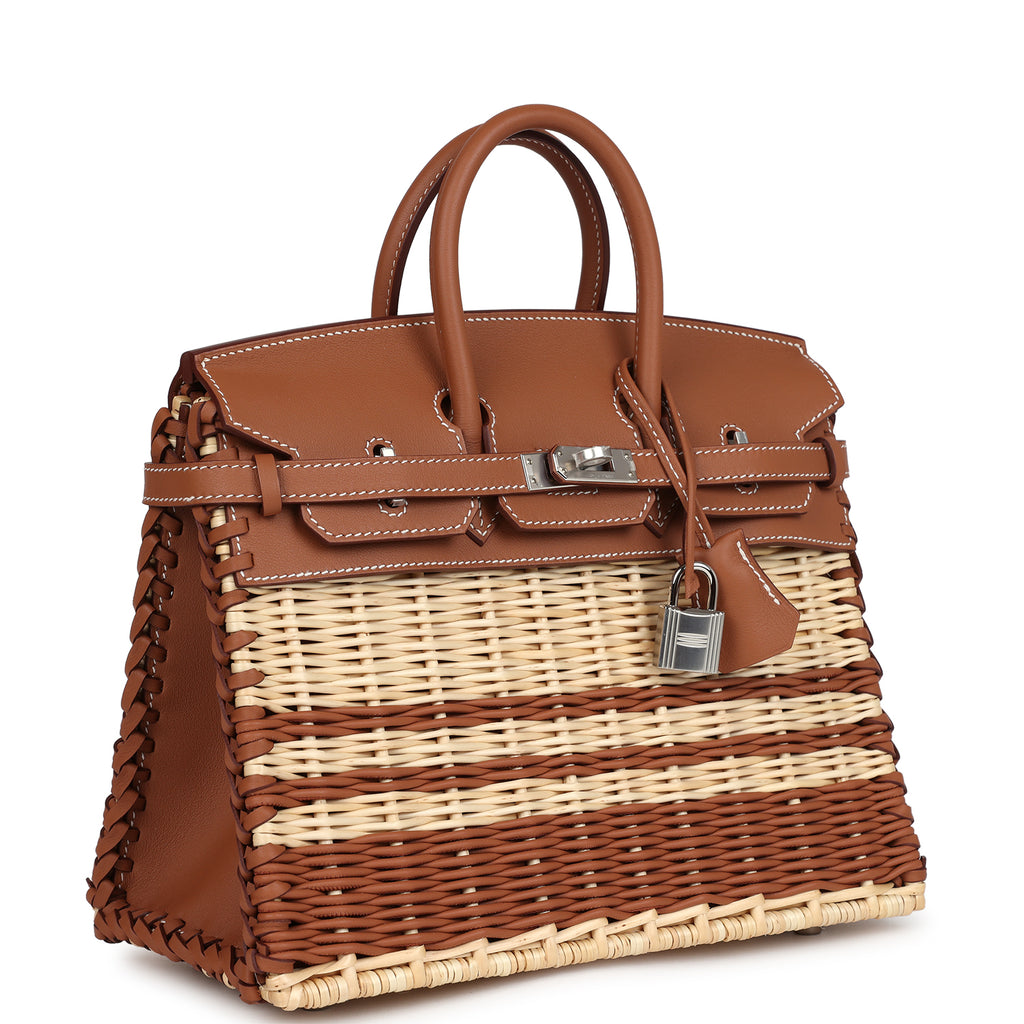 Hermès Picnic Birkin 25 Gold Swift and Stripe Wicker Palladium Hardware