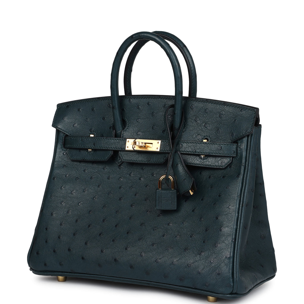 Hermes Birkin 25 Vert Cypres Ostrich Gold Hardware