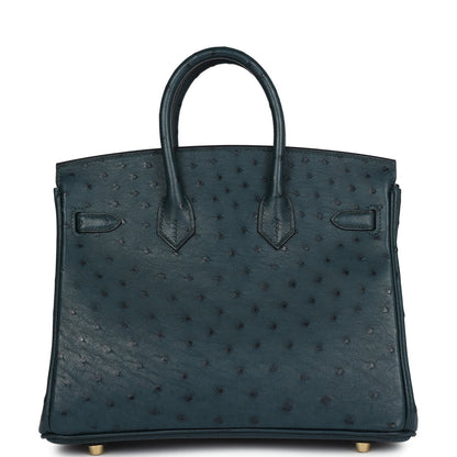 Hermes Birkin 25 Vert Cypres Ostrich Gold Hardware