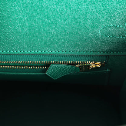 Hermès Birkin 25 Emerald Shiny Porosus Crocodile Gold Hardware