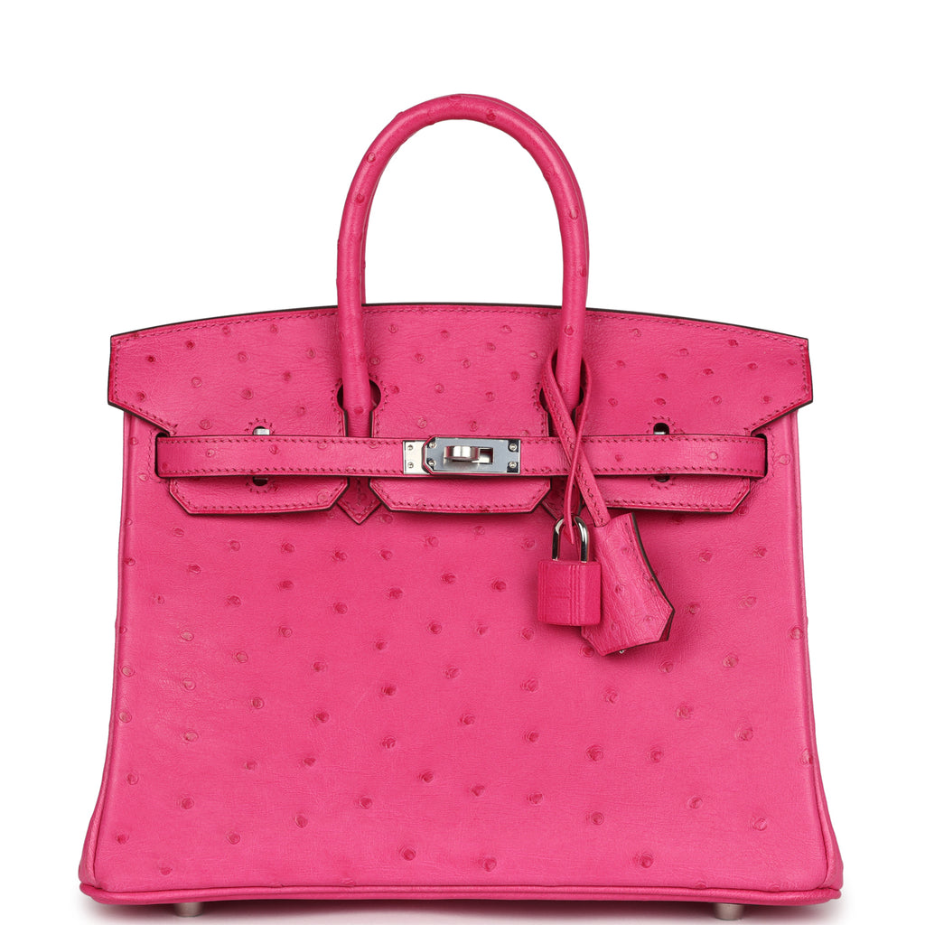 Hermes Birkin 25 Rose Tyrien Ostrich Palladium Hardware