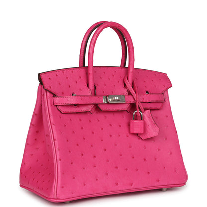 Hermes Birkin 25 Rose Tyrien Ostrich Palladium Hardware