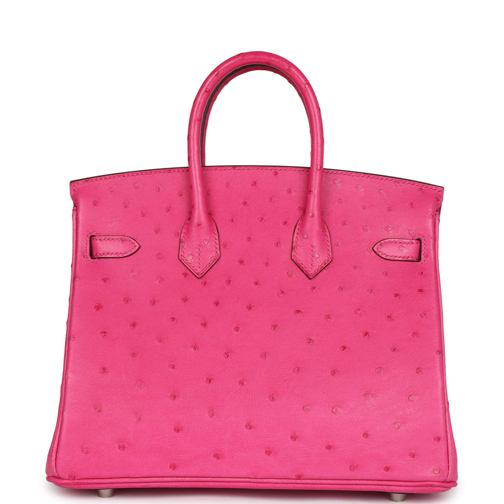 Hermes Birkin 25 Rose Tyrien Ostrich Palladium Hardware