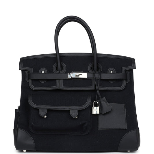 Hermès Birkin 35 Cargo Black Swift and Toile H Canvas Palladium Hardware