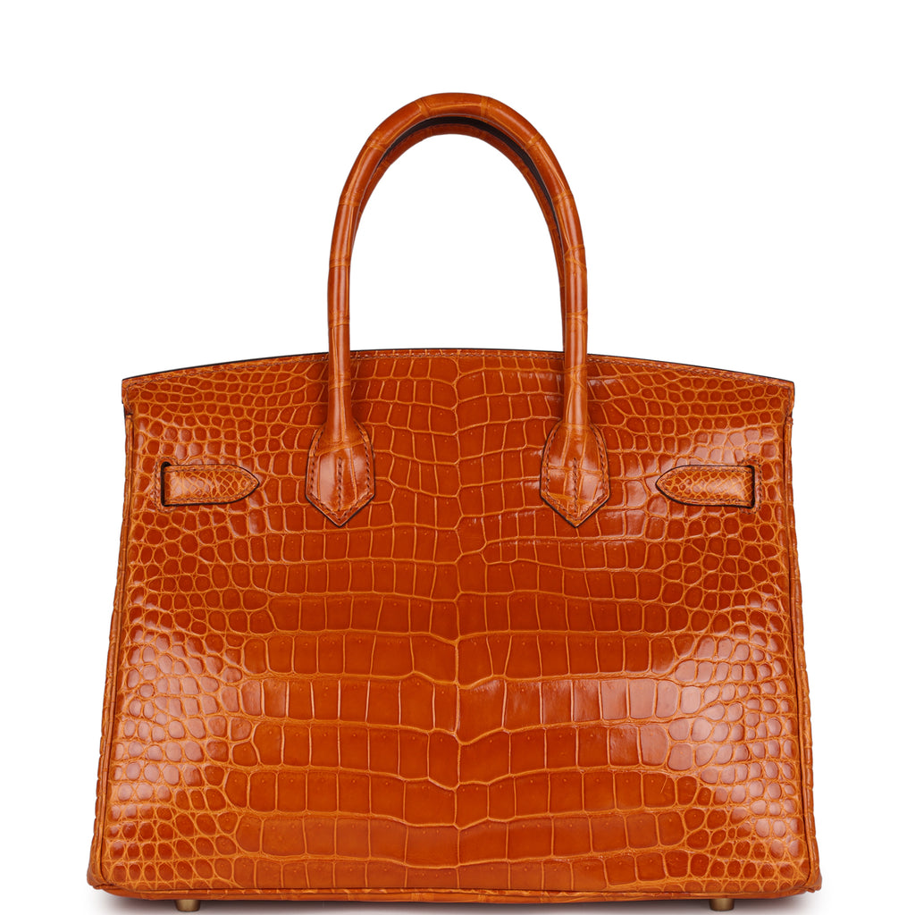 Hermès Birkin 30 Pain D' Epice Shiny Porosus Crocodile Gold Hardware