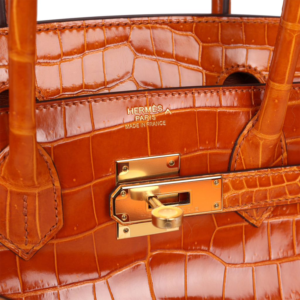 Hermès Birkin 30 Pain D' Epice Shiny Porosus Crocodile Gold Hardware