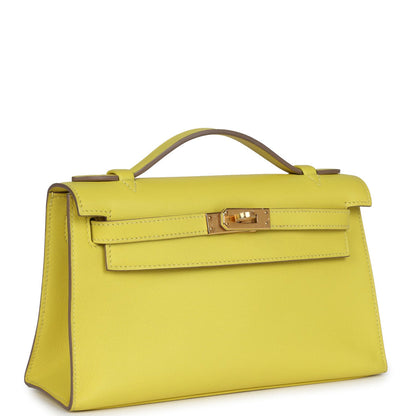 Hermès Kelly Pochette Lime Swift Gold Hardware