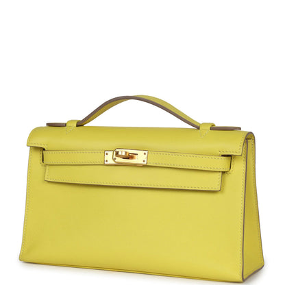 Hermès Kelly Pochette Lime Swift Gold Hardware