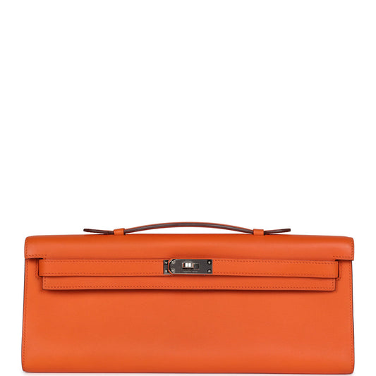 Hermès Kelly Cut Orange Swift Palladium Hardware