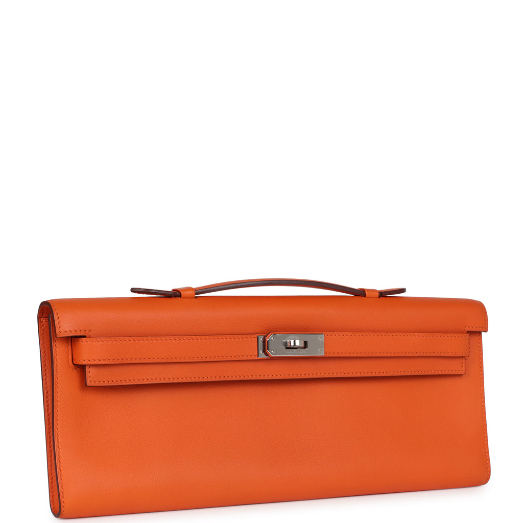 Hermès Kelly Cut Orange Swift Palladium Hardware