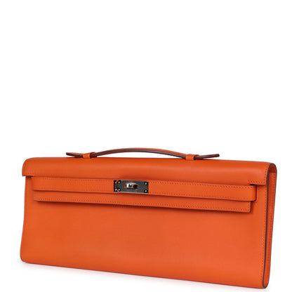 Hermès Kelly Cut Orange Swift Palladium Hardware