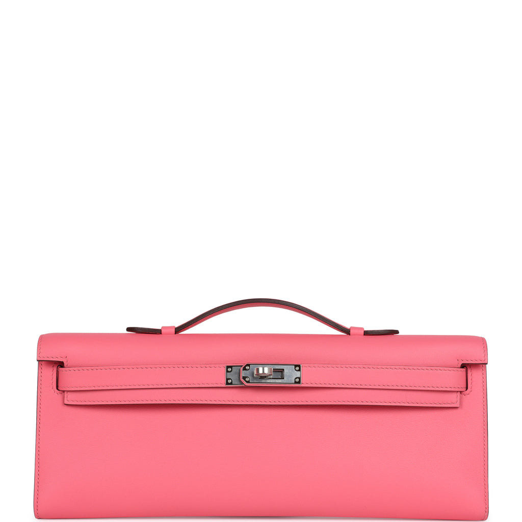 Hermès Kelly Cut Rose Azalee Swift Palladium Hardware