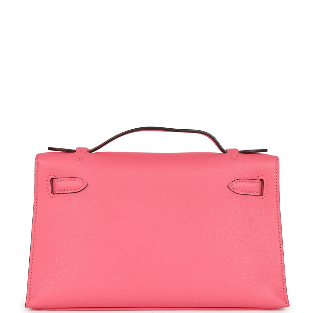 Hermès Kelly Pochette Rose Azalee Swift Palladium Hardware