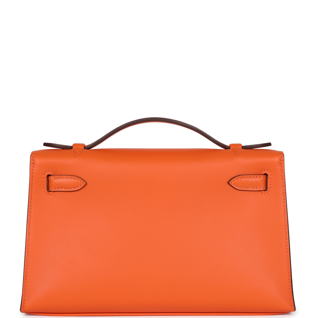 Hermès Special Order (HSS) Kelly Pochette Orange Verso Swift Gold Hardware