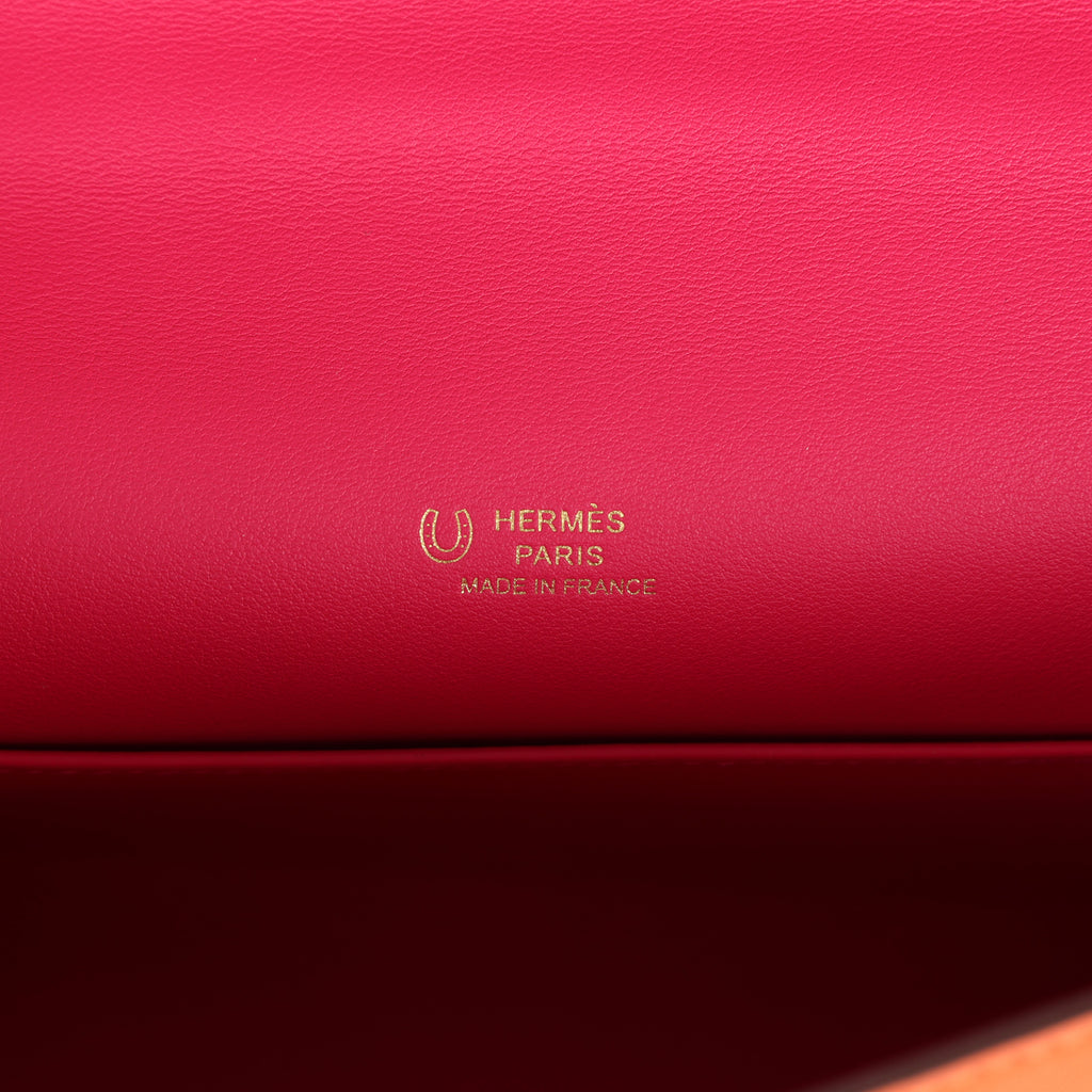 Hermès Special Order (HSS) Kelly Pochette Orange Verso Swift Gold Hardware