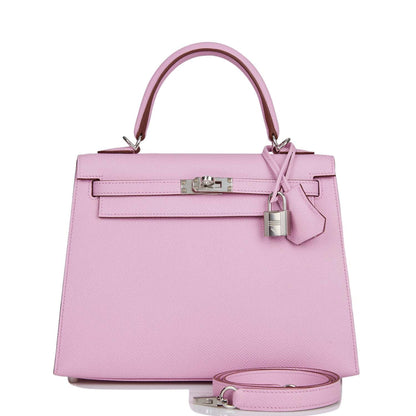 Hermès Kelly Sellier 25 Mauve Sylvestre Epsom Palladium Hardware