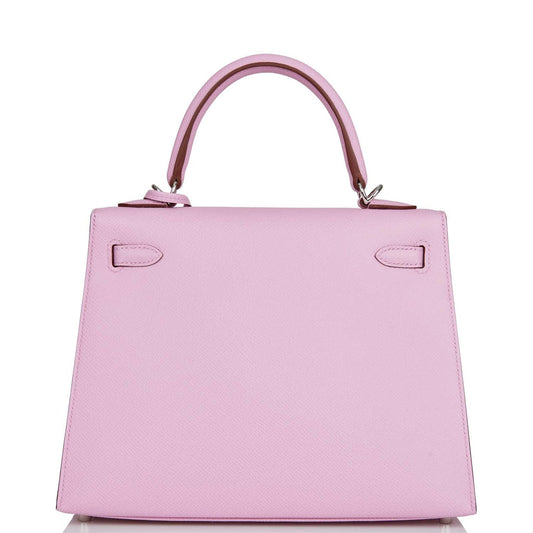 Hermès Kelly Sellier 25 Mauve Sylvestre Epsom Palladium Hardware