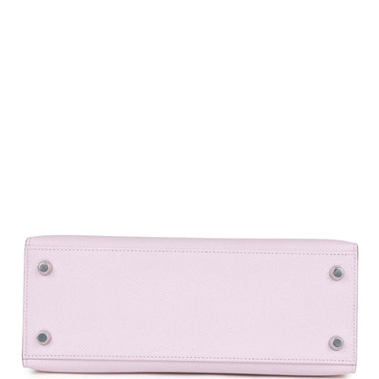 Hermès Kelly Sellier 25 Mauve Pale Epsom Palladium Hardware