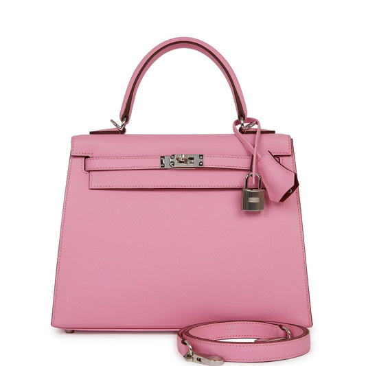 Hermès Kelly Sellier 25 Pink Verso Madame Palladium Hardware