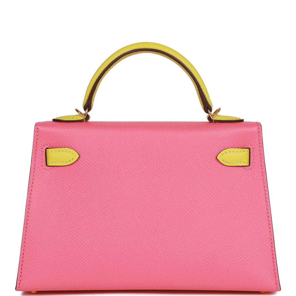 Hermès Special Order (HSS) Kelly Sellier 20 Rose Azalee and Lime Epsom Gold Hardware