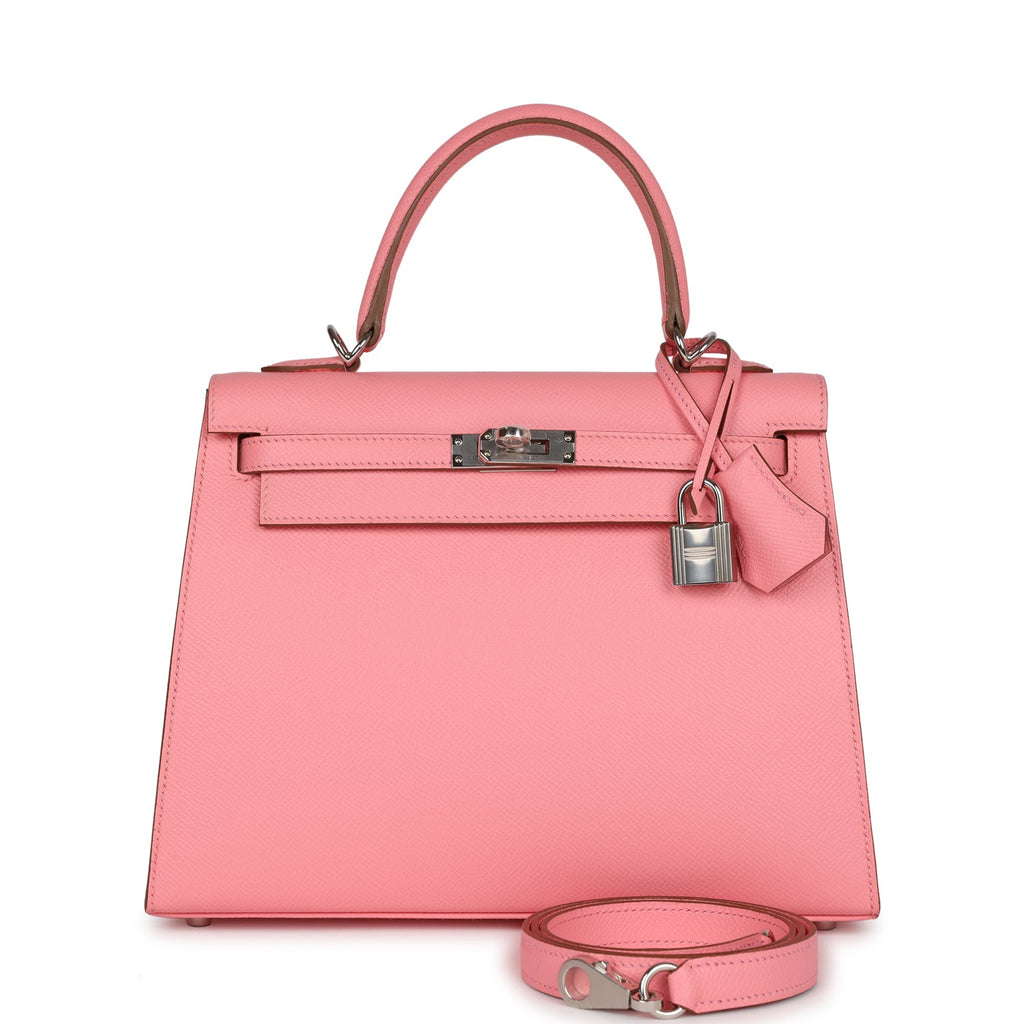 Hermès Kelly Sellier 25 Rose Confetti Epsom Palladium Hardware