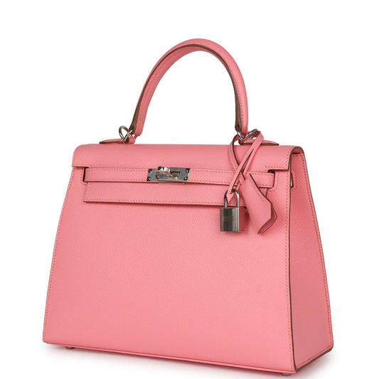 Hermès Kelly Sellier 25 Rose Confetti Epsom Palladium Hardware