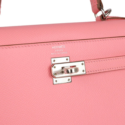 Hermès Kelly Sellier 25 Rose Confetti Epsom Palladium Hardware