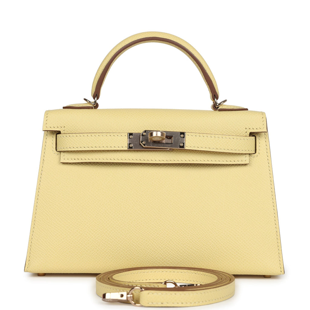 Hermès Special Order (HSS) Kelly Sellier 20 Jaune Poussin Verso Epsom Permabrass Hardware