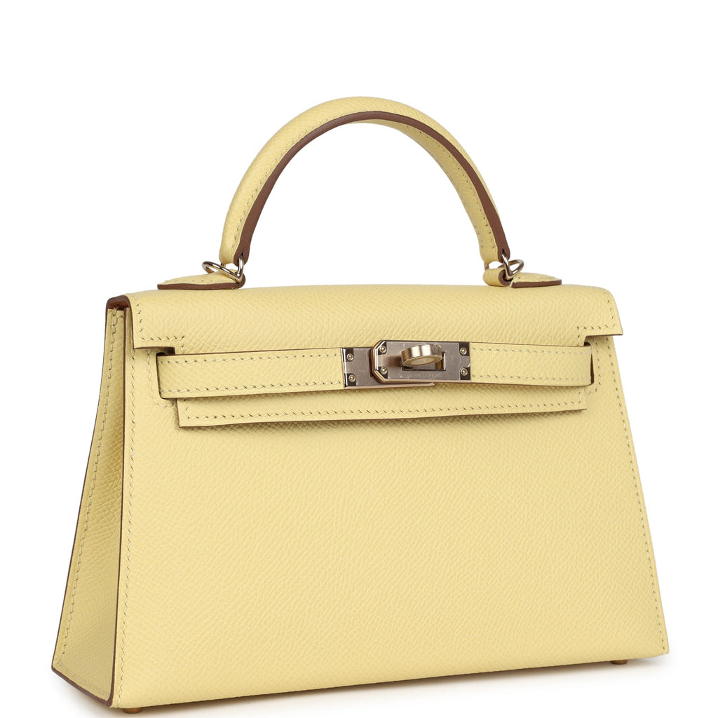 Hermès Special Order (HSS) Kelly Sellier 20 Jaune Poussin Verso Epsom Permabrass Hardware